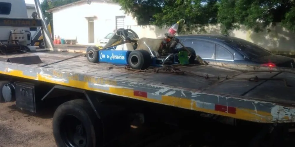 Kart foi levado ao pátio da Polícia Militar no município