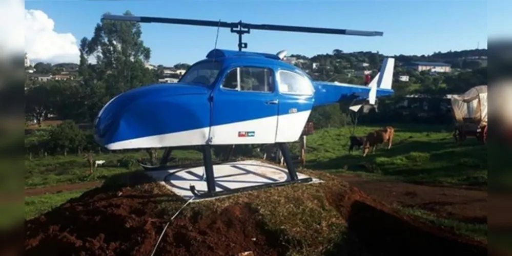 Helifusca está exposto na BR -277 ao lado do Posto de Combustível no Trevo principal da cidade de Virmond 