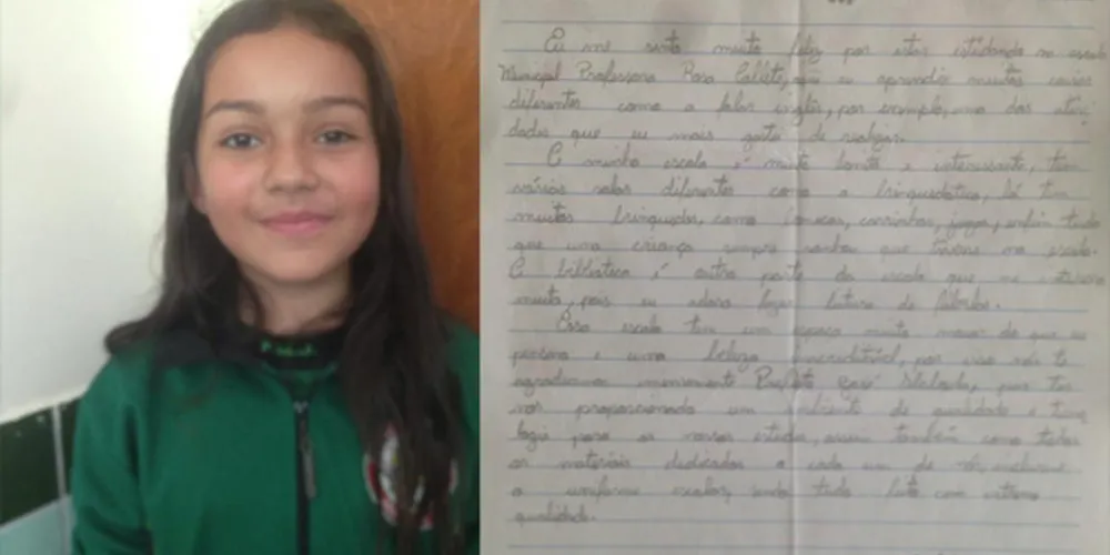 Imagem ilustrativa da imagem Aluna faz texto de agradecimento por uniformes escolares