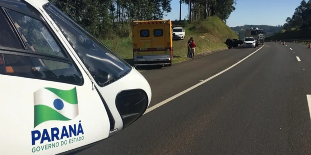 Vítima precisou ser encaminhada de helicóptero para hospital em Ponta Grossa