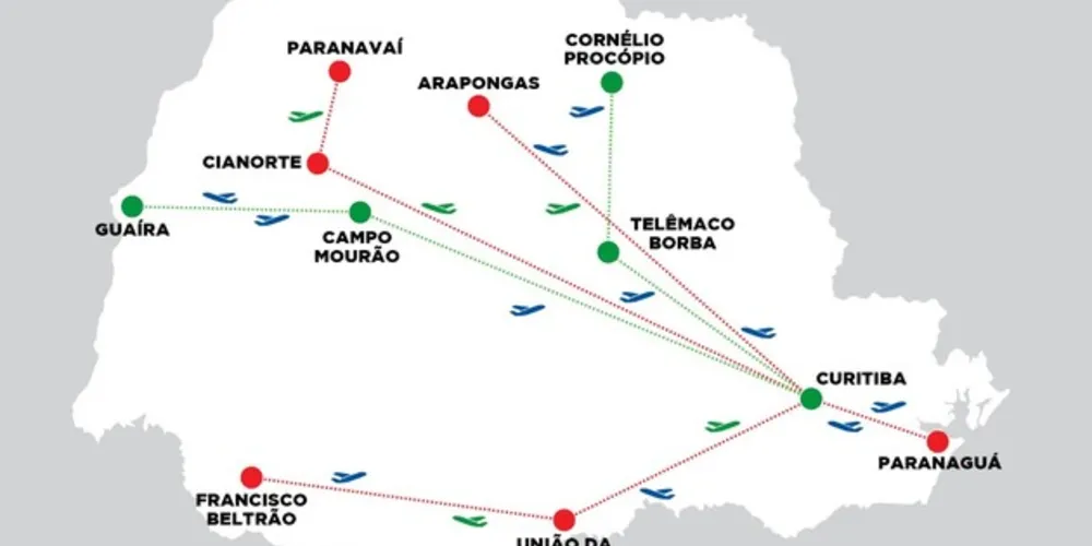 Imagem ilustrativa da imagem Dez cidades do Paraná terão voos a Curitiba