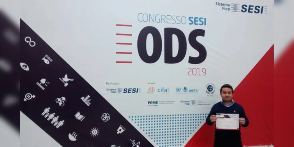 Diego Takeshi Miyasaka, engenheiro ambiental da Frísia, recebeu a Menção Honrosa do Sesi ODS