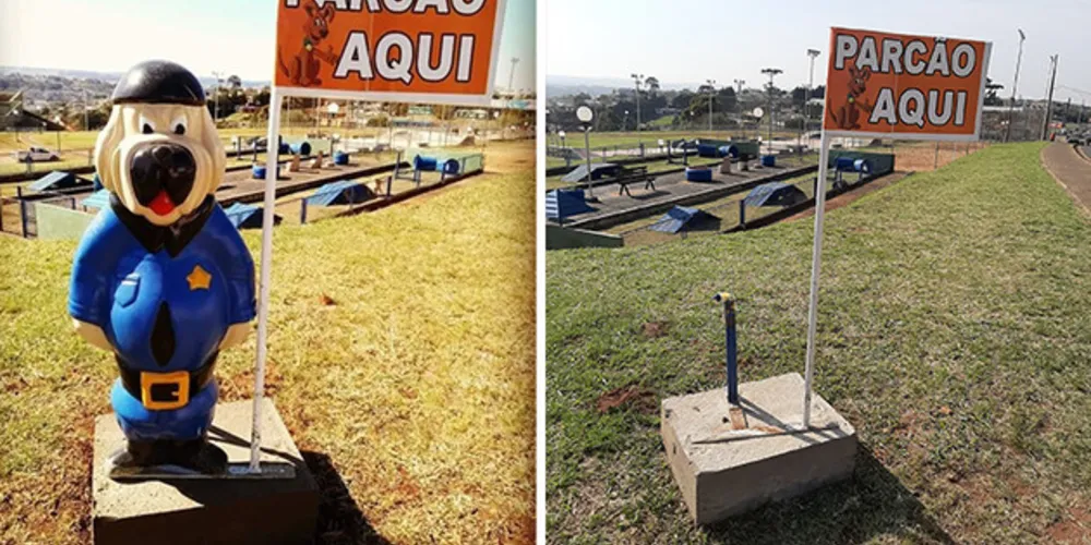 Quem tiver informações sobre o paradeiro do boneco pode ligar para a Guarda Municipal, a Polícia Militar e a Polícia Civil.