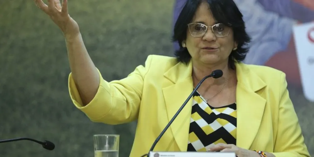 A ministra da Mulher, da Família e dos Direitos Humanos, Damares Alves, durante lançamento da campanha de valorização da vida e de combate à depressão