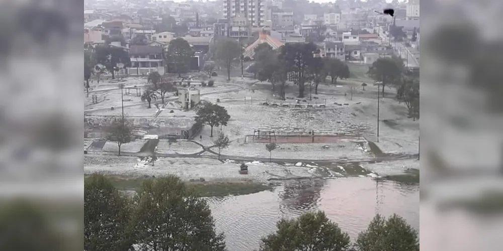 Chuva de granizo atingiu Guarapuava na tarde desta quarta-feira, segundo o Simepar