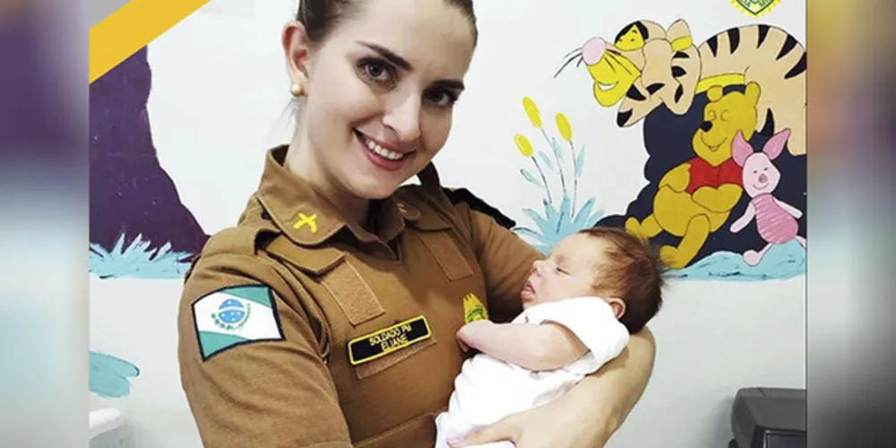 Soldado Eliane foi até o hospital para conhecer o bebê que ajudou a salvar