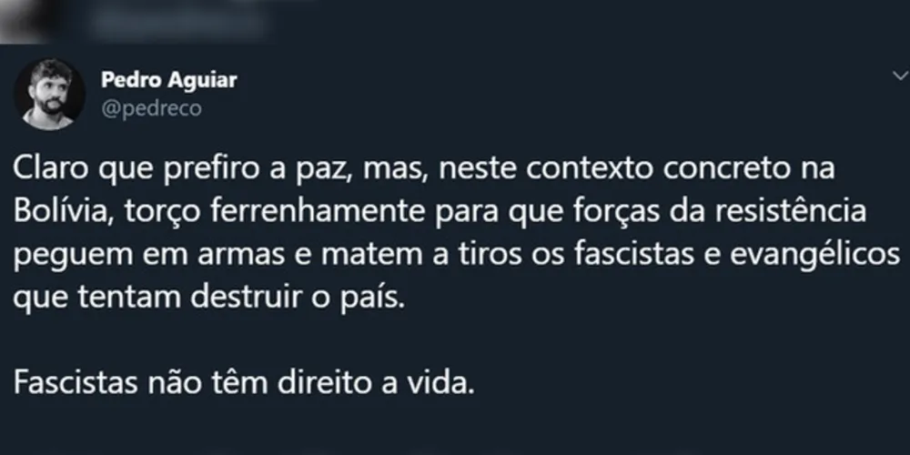 O comentário foi feito no último domingo (10), depois que o então presidente da Bolívia, Evo Morales, renunciou ao cargo