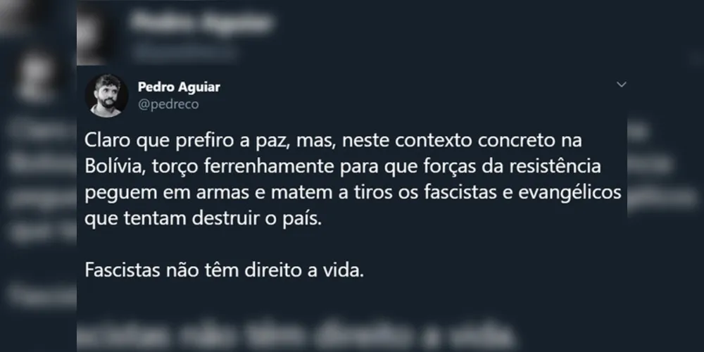 O comentário foi feito no último domingo (10), depois que o então presidente da Bolívia, Evo Morales, renunciou ao cargo
