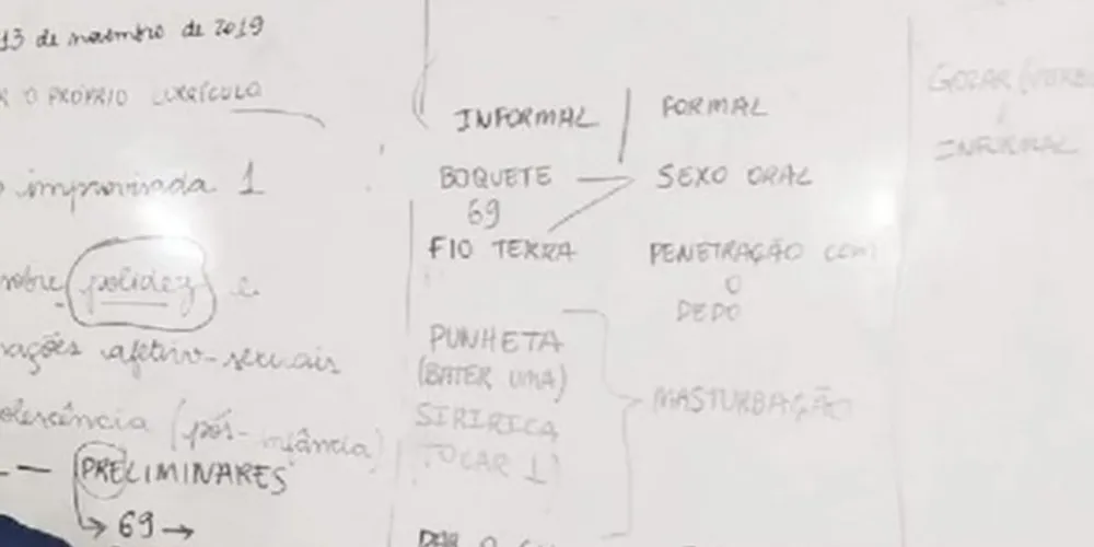 O docente declarou que o uso das palavras de cunho sexual foi apenas um exercício de linguagem