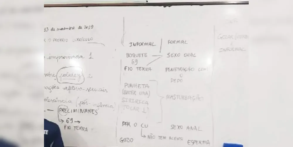 O docente declarou que o uso das palavras de cunho sexual foi apenas um exercício de linguagem