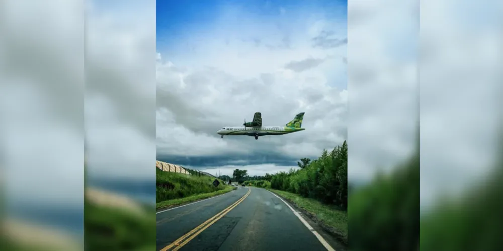 Imagem flagra aproximação da aeronave antes do pouso