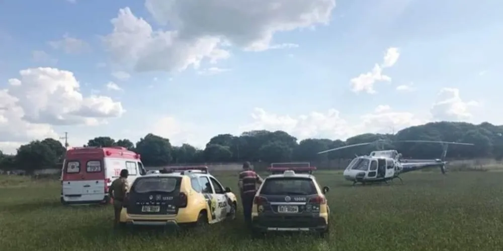Além  do helicóptero, viaturas da Polícia Militar e uma ambulância foi acionada