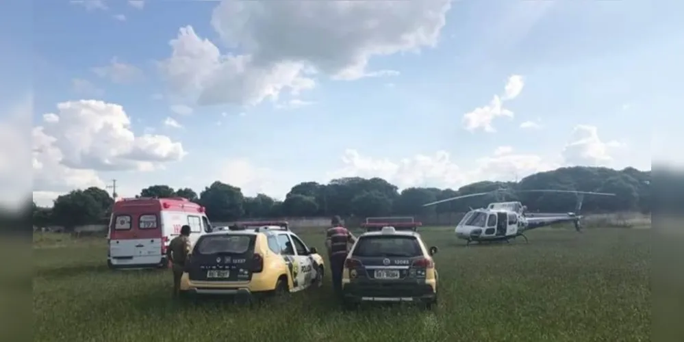 Além  do helicóptero, viaturas da Polícia Militar e uma ambulância foi acionada