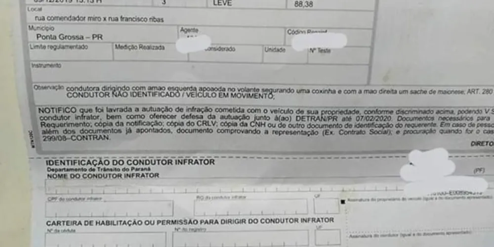 Imagem ilustrativa da imagem Motorista de PG é multada por comer coxinha ao volante