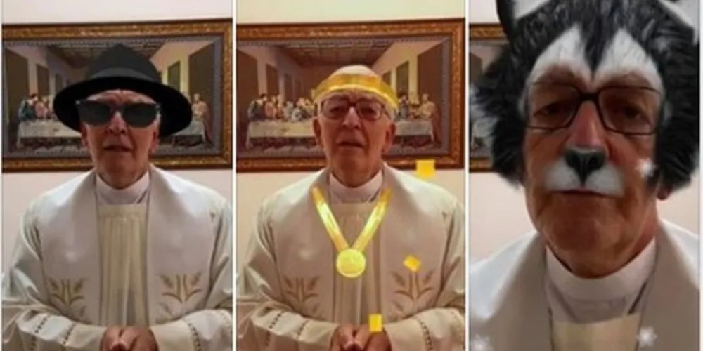 "Desculpe os efeitos, acionei sem ver para iniciar a gravação da bênção", disse o Padre