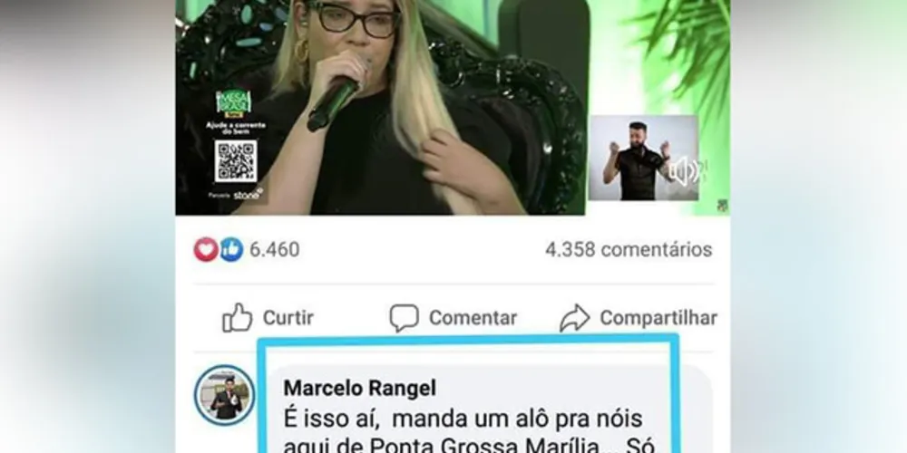 Prefeito se declarou fã da cantora e assumiu ter enviado a mensagem durante a live