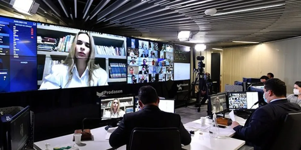 Senadora Daniella Ribeiro, autora do projeto, em pronunciamento via videoconferência