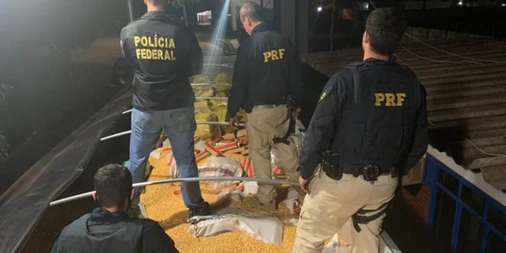 Carreta transportava 28 toneladas de maconha em meio à carga de milho