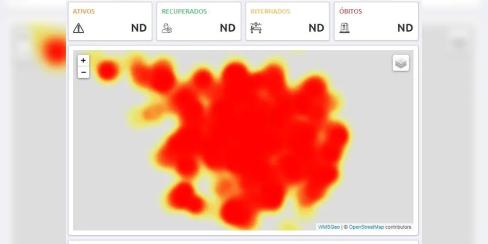 Mapa da Covid de Ponta Grossa está na plataforma da Prefeitura