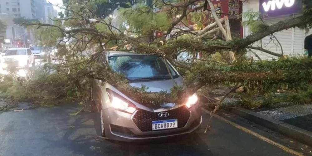Fortes ventos também atingiram a cidade de Castro na manhã desta terça-feira (30) e derrubaram diversos postes de energia. 