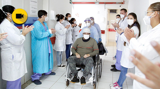 Imagem ilustrativa da imagem Vídeo mostra celebração a paciente após alta por Covid