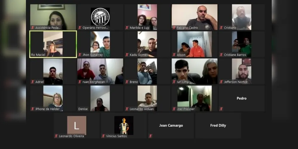 A atividade foi realizada por videoconferência e faz parte das ações pedagógicas previstas para a base do clube