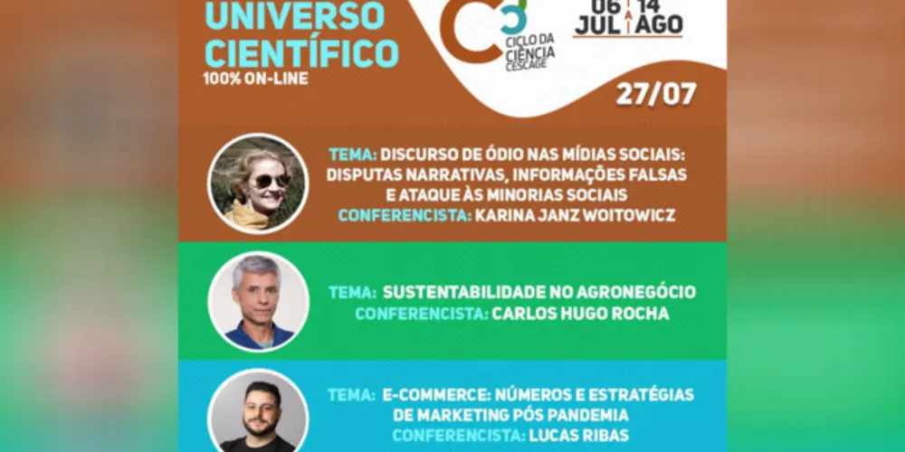 As discussões começam às 18h, divididas nas áreas da Saúde, Agrarias e Exatas