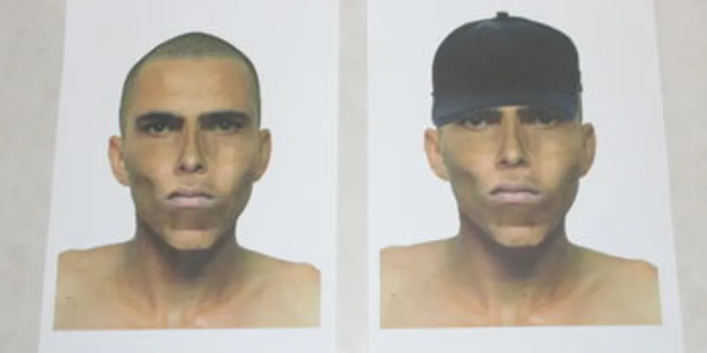 Polícia divulga retrato falado de suspeito de assalto a restaurante em Curitiba.
