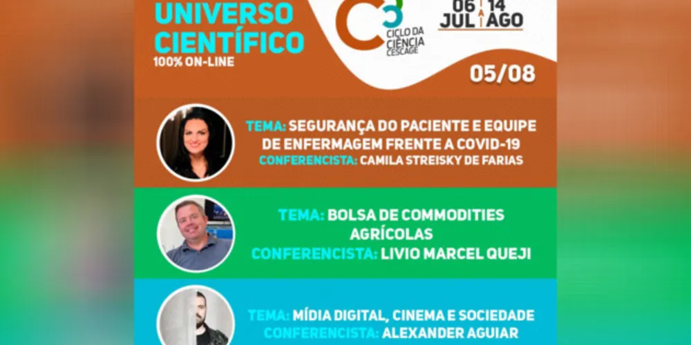 As discussões começam às 18h, divididas nas áreas da Saúde, Agrarias, Exatas e Humanas.