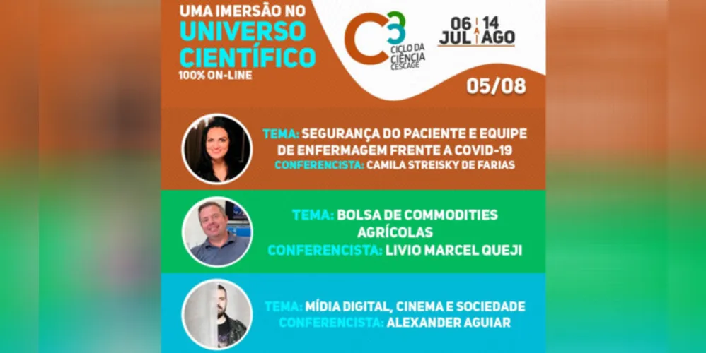 As discussões começam às 18h, divididas nas áreas da Saúde, Agrarias, Exatas e Humanas.