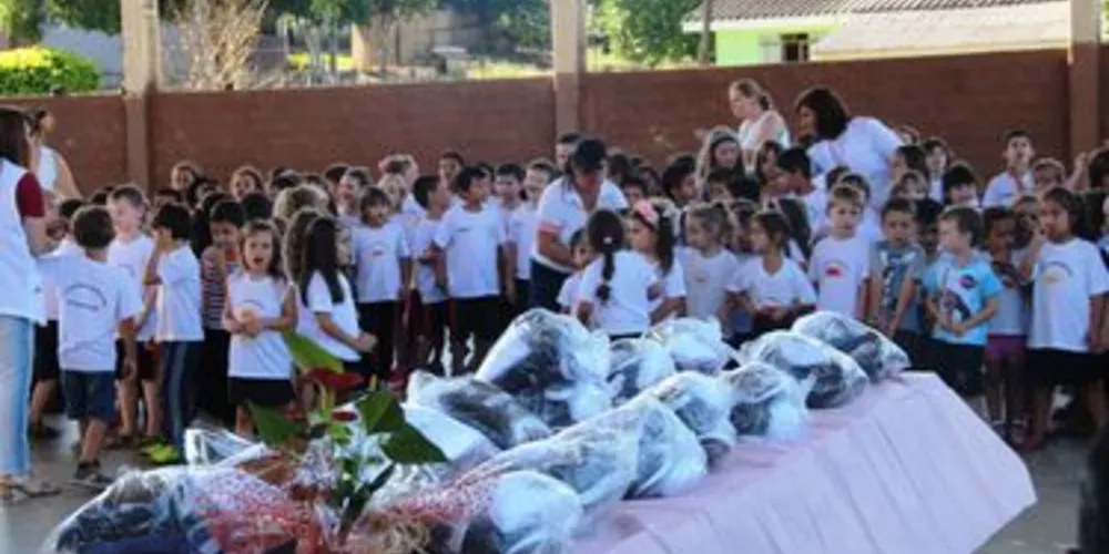 Parte dos estudantes da rede municipal de ensino receberam o kit nesta semana