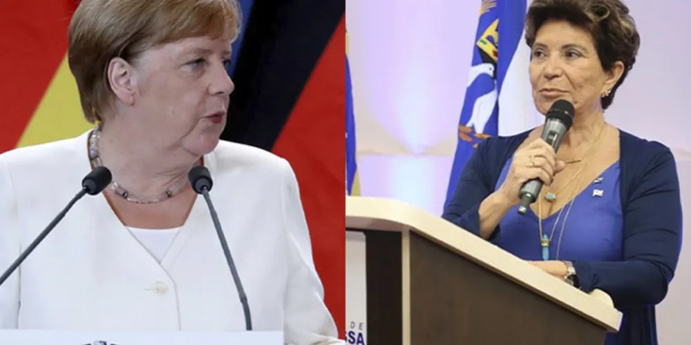 Angela Merkel, 1ª ministra alemã, e Professora Elizabeth, vice-prefeita de Ponta Grossa
