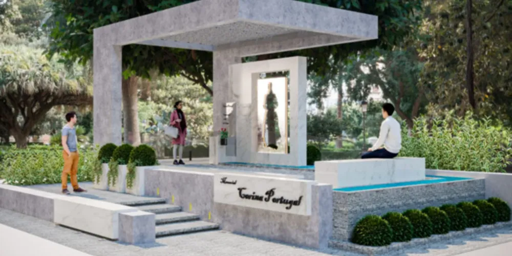 Reprsentação do Memorial de Corina Portugal, idealizado pela escritora Dione Navarro e pelo arquiteto Roberto Pietrobelli