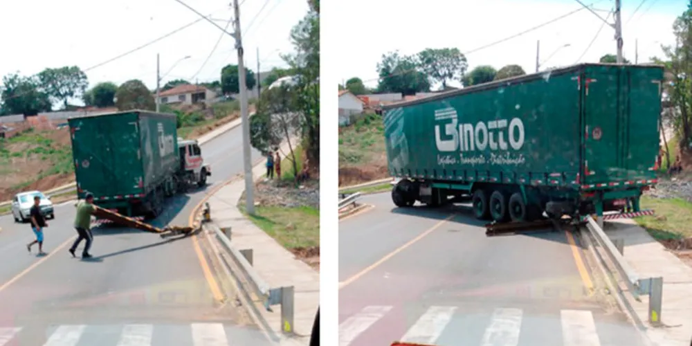 Imagem ilustrativa da imagem Caminhão não ‘vence’ subida e danifica estrutura do Lago