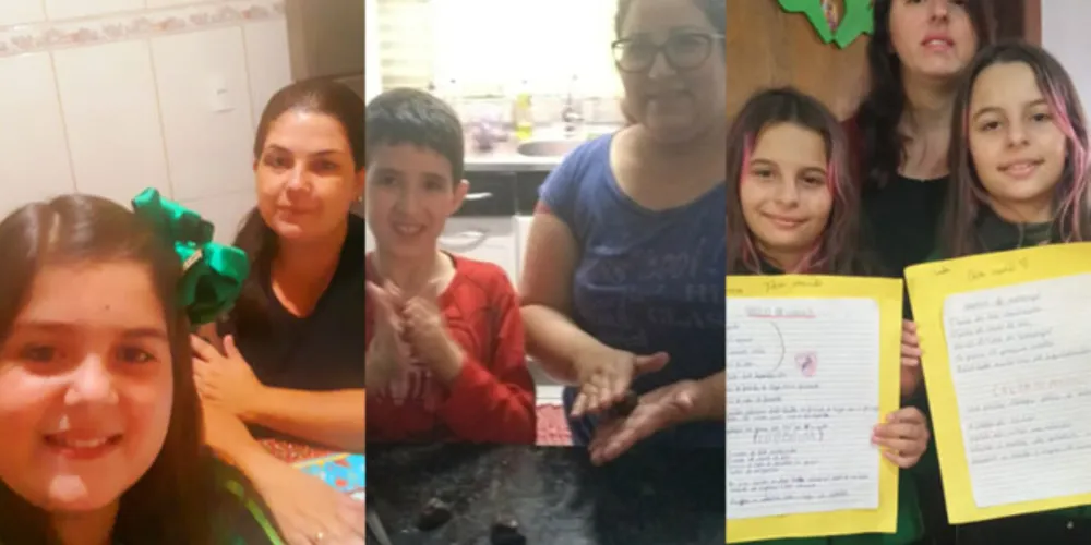 Alunos registraram os momentos dos desafios feitos em casa