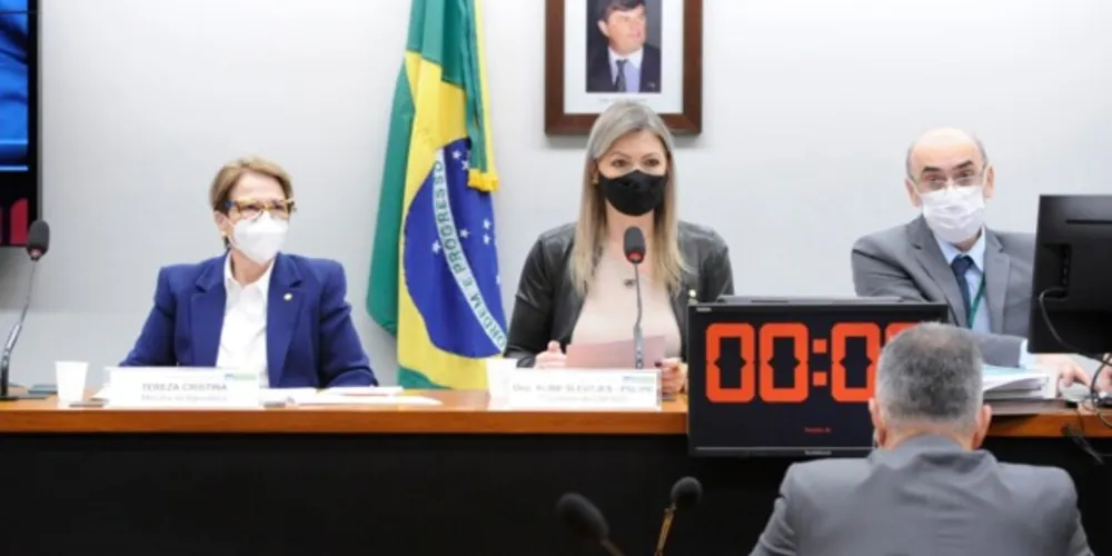 Ministra Tereza Cristina, à esquerda e no centro a deputada Aline Sleutjes.