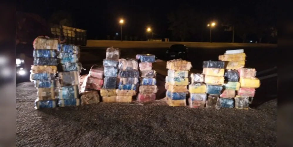 Segundo o motorista, um homem de 31 anos, o carregamento do veículo aconteceu em Dourados-MS e seria entregue a carga e a droga em Paranaguá
