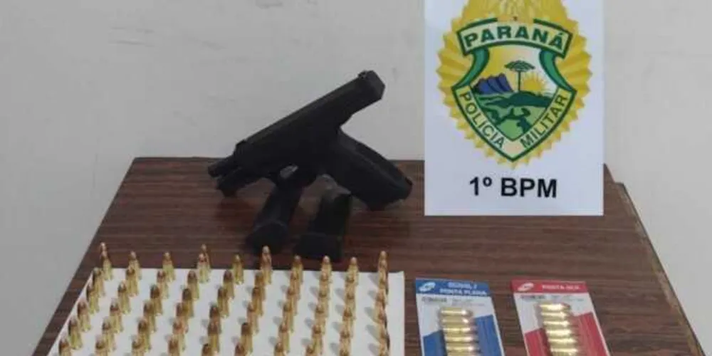BPM apreendeu pistola calibre 9mm, com dois carregadores e 104 munições.