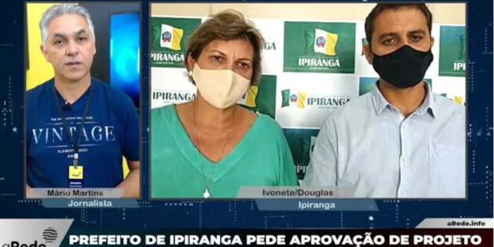 Prefeito Douglas Davi Cruze a vice Ivonete Costa participaram de uma live na manhã desta quinta-feira no Portal aRede