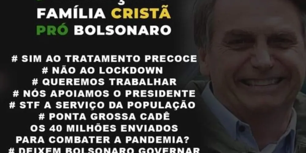 Grupo defende o tratamento precoce e o fim do lockdown