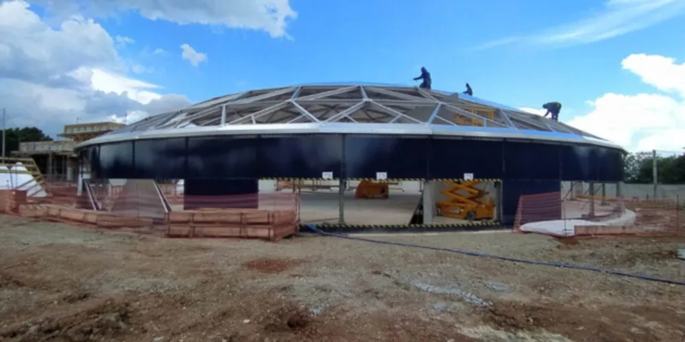 Obra de construção de novo reservatório em Curitiba, no Sítio Cercado, com capacidade para 10 milhões de litros 