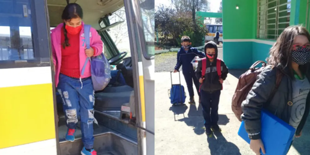 Ônibus são preparados para transportar as crianças