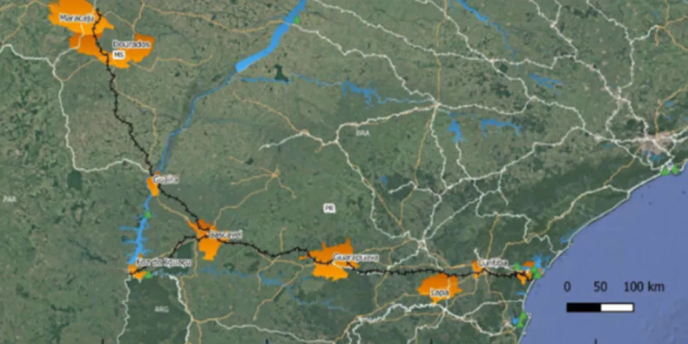 Trecho da nova ferrovia passará por municípios dos Campos Gerais