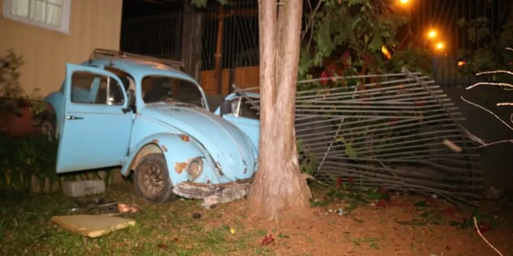 Motorista perdeu o controle da direção e só parou ao 'arrebentar' o portão de uma casa