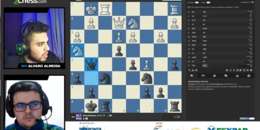 A premiação é referente à primeira etapa do Circuito Ponta-grossense de Xadrez Online, competição promovida pela Secretaria Municipal de Esportes