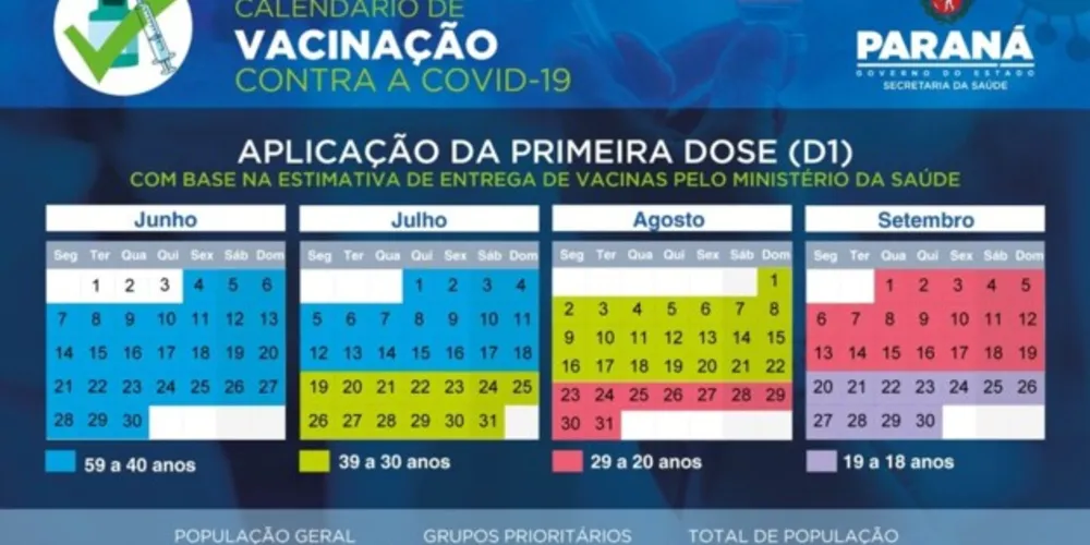 Imagem ilustrativa da imagem Estado divulga calendário para população em geral