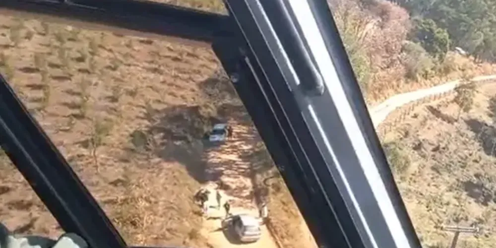 Helicóptero do BPMOA no atendimento do acidente