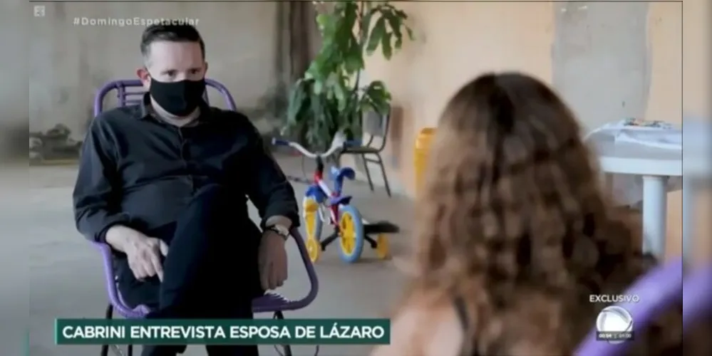 A entrevista foi ao ar ontem (20) no 'Domingo Espetacular', da RecordTV.