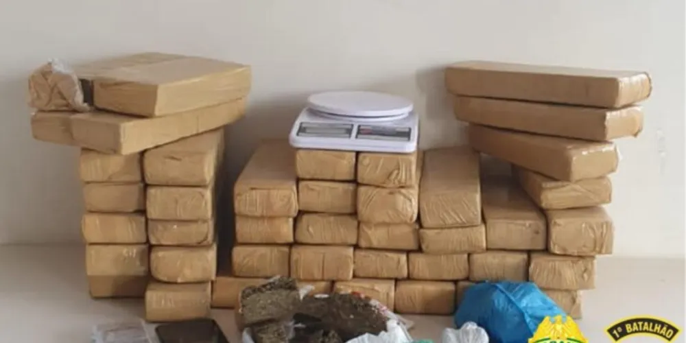 Quase 30 quilos de maconha foram apreendidos pela PM, em Ponta Grossa, na tarde desta quarta-feira