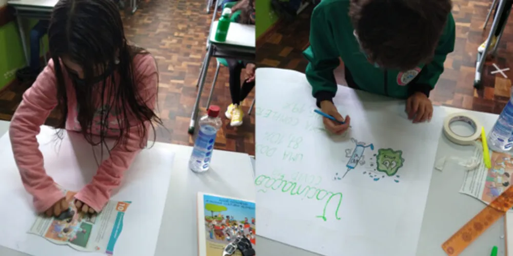 Produção de cartazes complementou as atividades em sala de aula